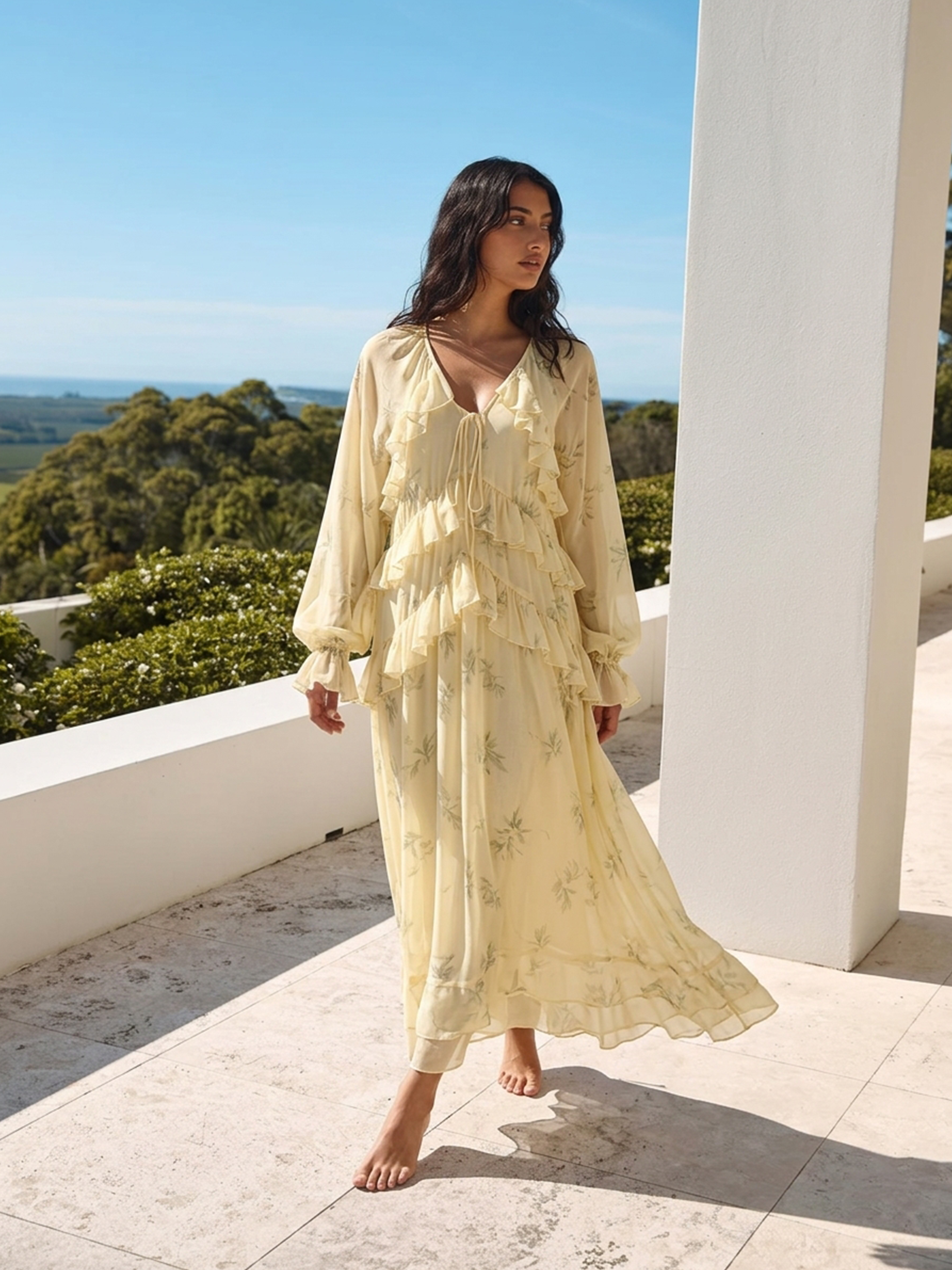 Ruffled Mesh Dress
