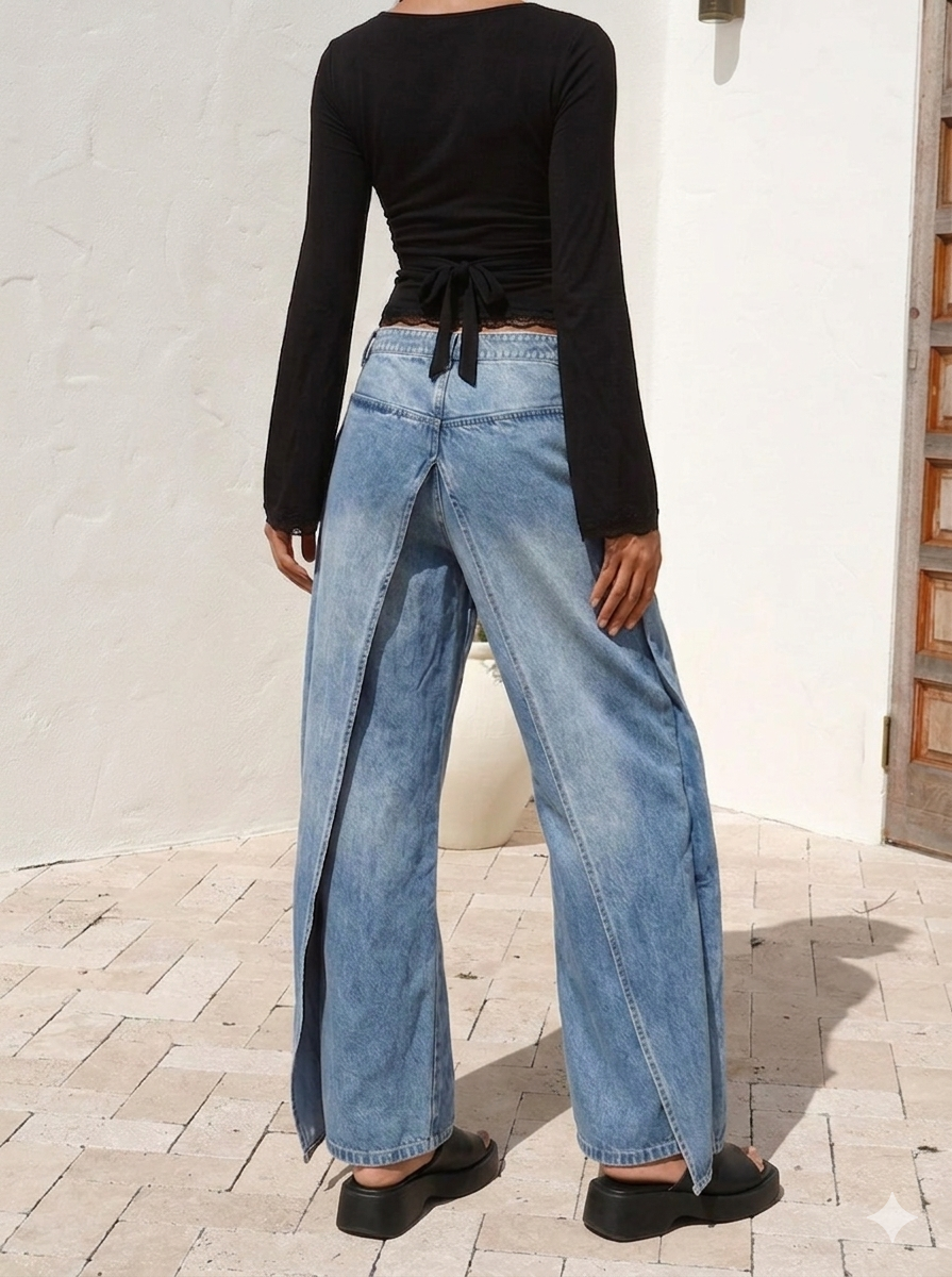 Reversible Deconstructed Wide-Leg Jeans