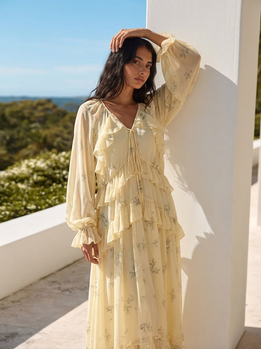 Ruffled Mesh Dress