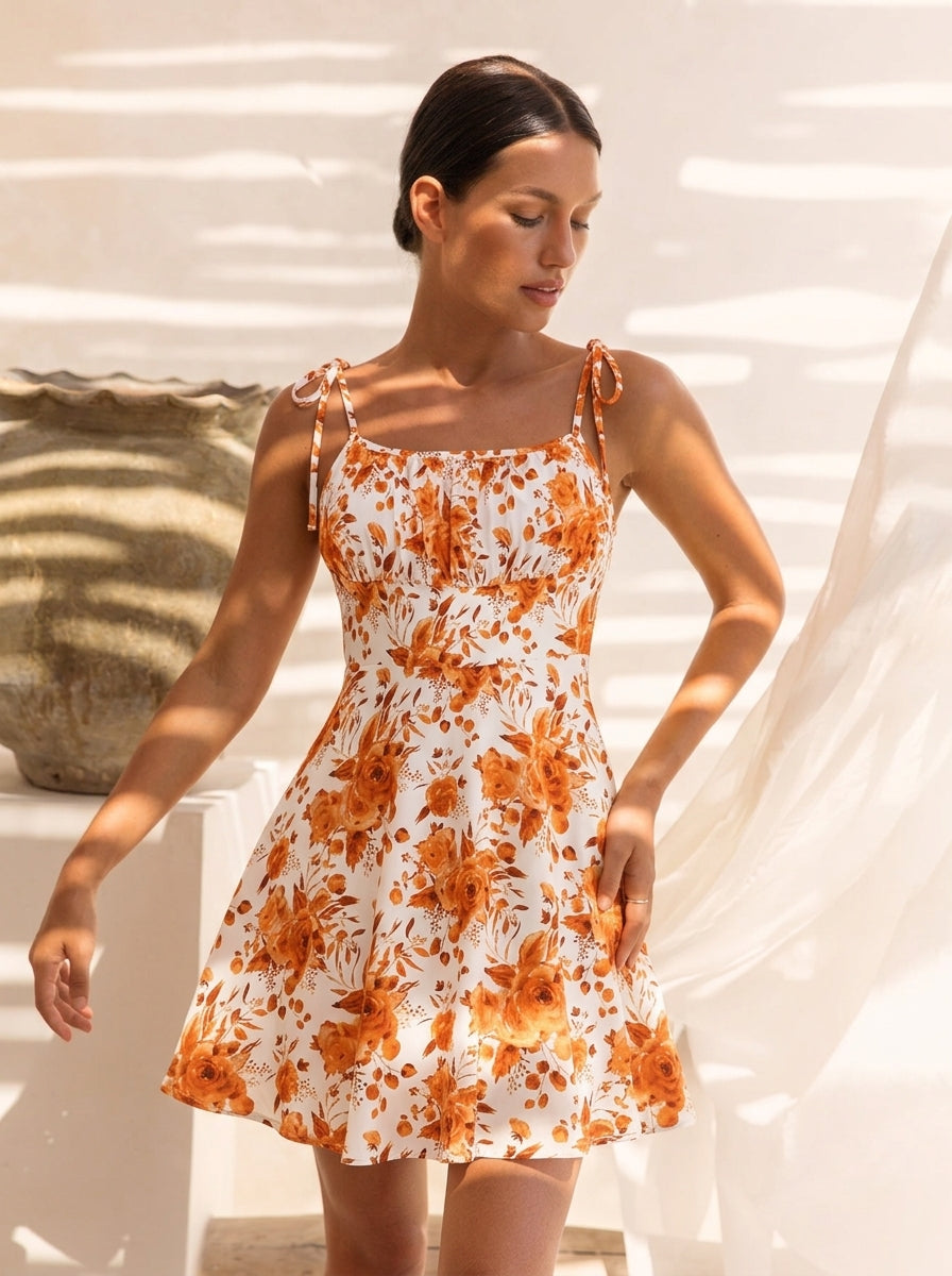 Floral Suspender Mini Dress