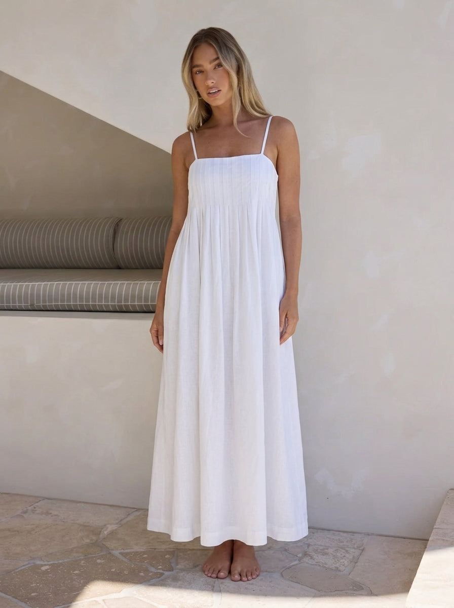 Spliced Cotton Off-Shoulder Dress