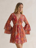 Retro Paisley V-neck Dress