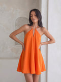 Deep-V Backless Sling Mini Dress