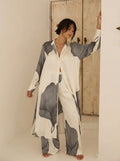 Printed Cardigan & Pants Two-Piece Set