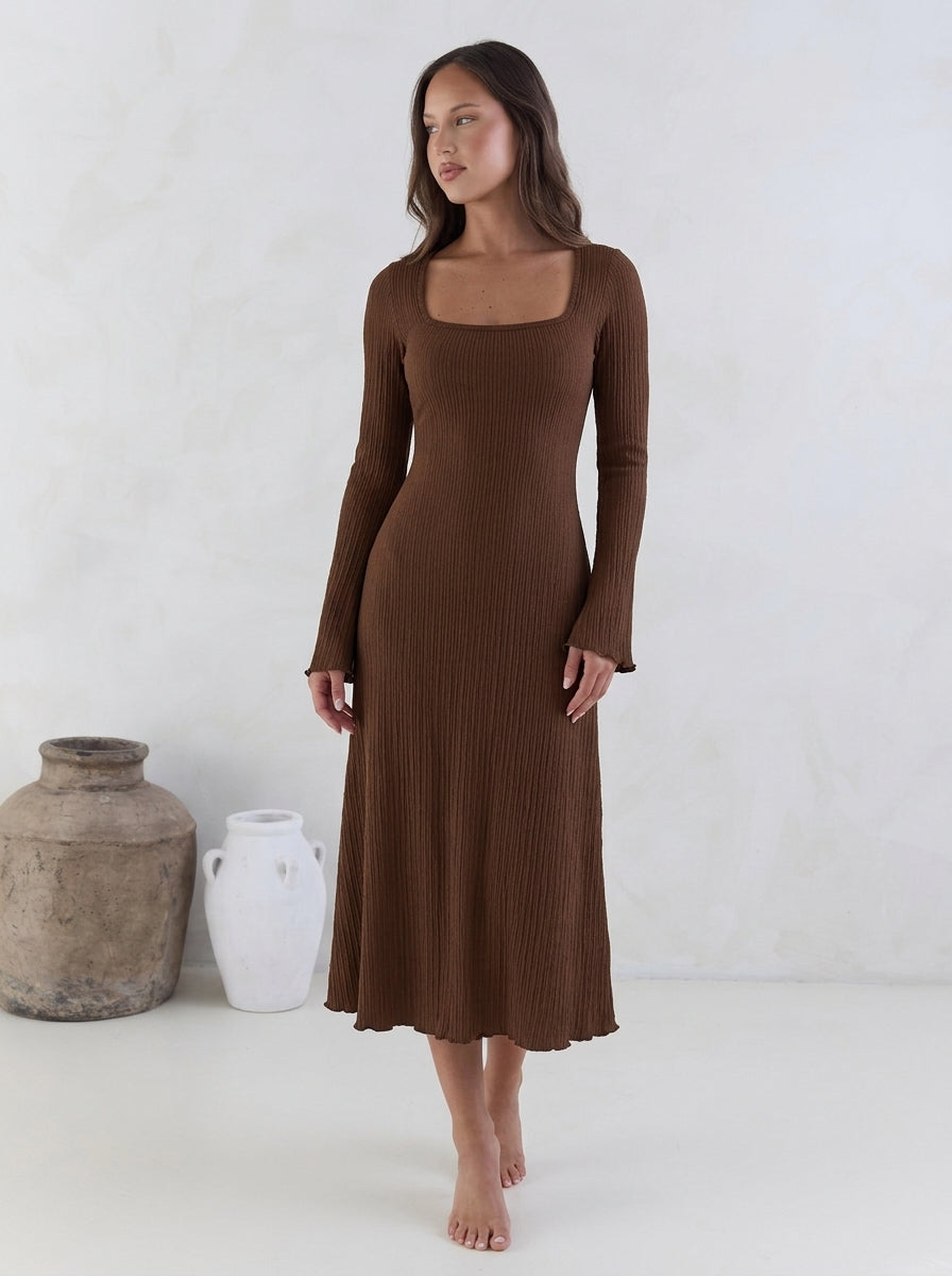 Here For The Drinks Brown Dress