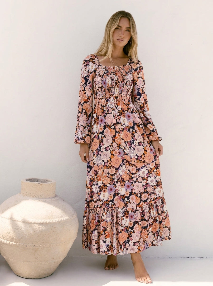 Flower Bouquet Maxi Dress