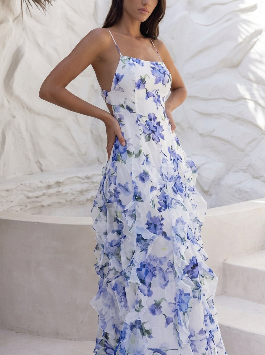 Ocean Flowers Maxi Dress