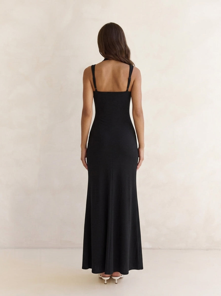 Deep Black Evening Dress