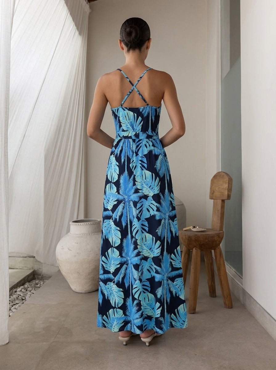 Bohemian Blue Leaves Dress