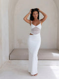 Mesh Hollow-Out Backless Strap Maxi Dress