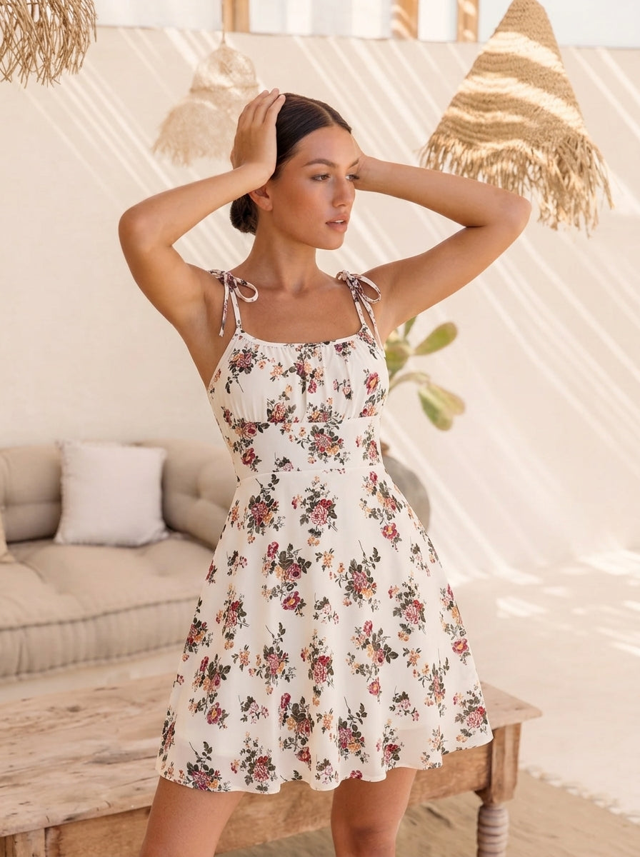 Floral Suspender Mini Dress